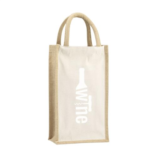 Wijntas jute &amp; canvas dubbel - Yana Gifts