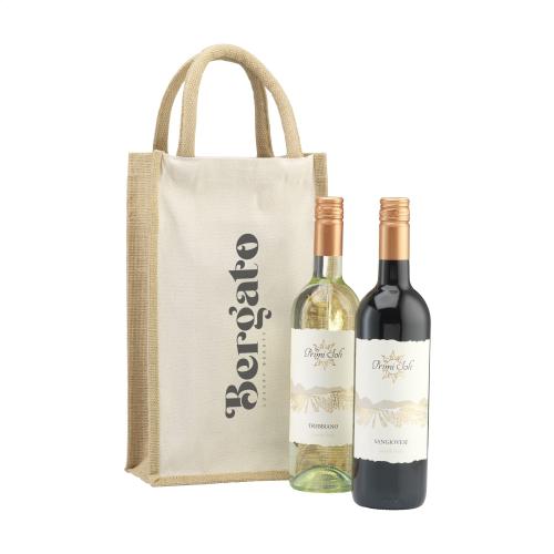 Wijntas jute &amp; canvas dubbel - Yana Gifts
