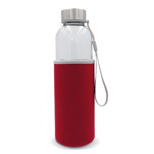 Waterfles transparant glas met sleeve - Yana Gifts