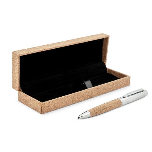 Metalen balpen met kurk in geschenkverpakking - Yana Gifts