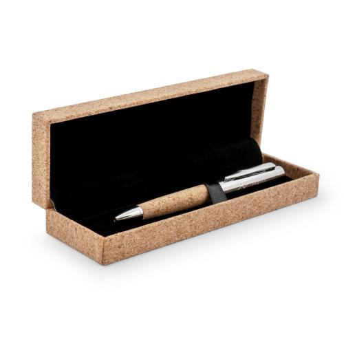 Metalen balpen met kurk in geschenkverpakking - Yana Gifts