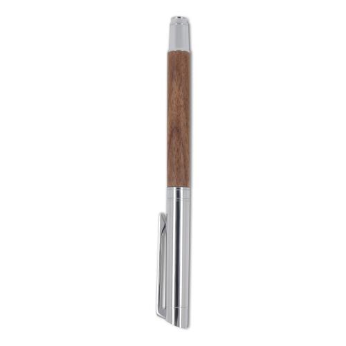 Metalen balpen &amp; rollerbal pen walnoot hout (set)