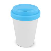 Koffiebeker wit met gekleurd deksel 250ml - Yana Gifts