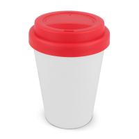 Koffiebeker wit met gekleurd deksel 250ml - Yana Gifts